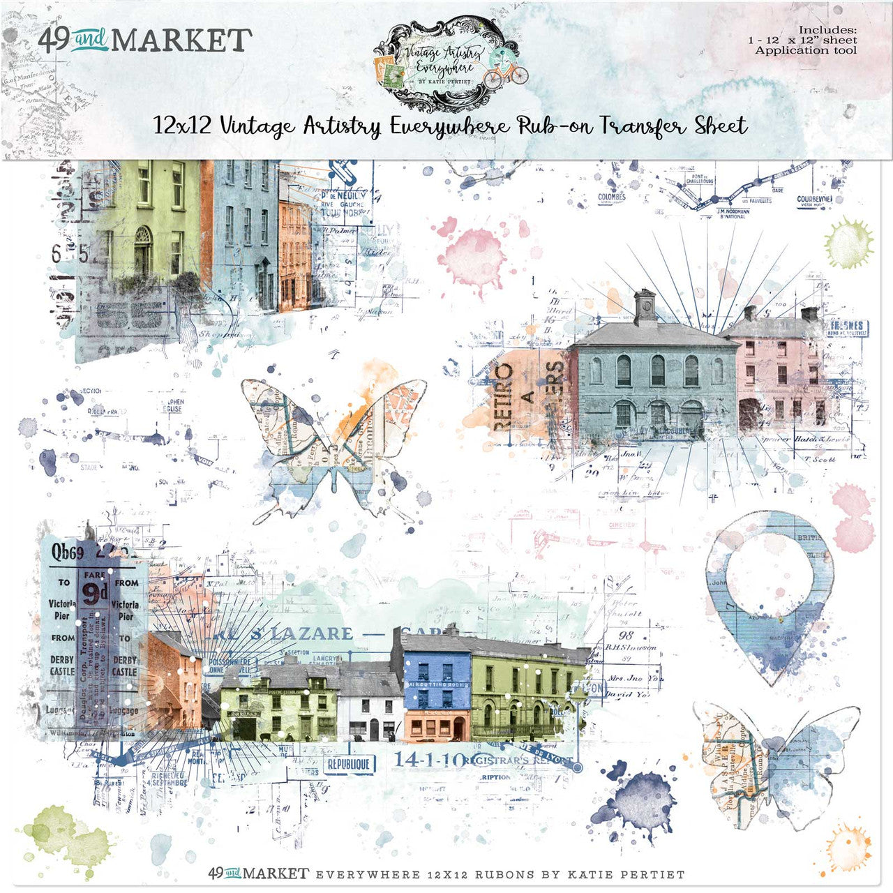 49 and Market 12 x 12 Vintage Artistry Everywhere Rub-On Transfer